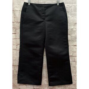 THEORY Womens Black Satin Sateen Wide Leg Crop Dress Pants Modern Size 6